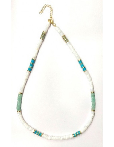 Collier "Ichtaca" Amazonite White et Opal et Turquoise