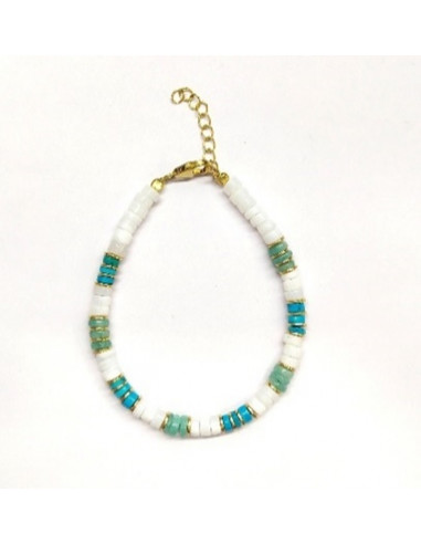 Bracelet "Ichtaca" Amazonite White Opal Turquoise